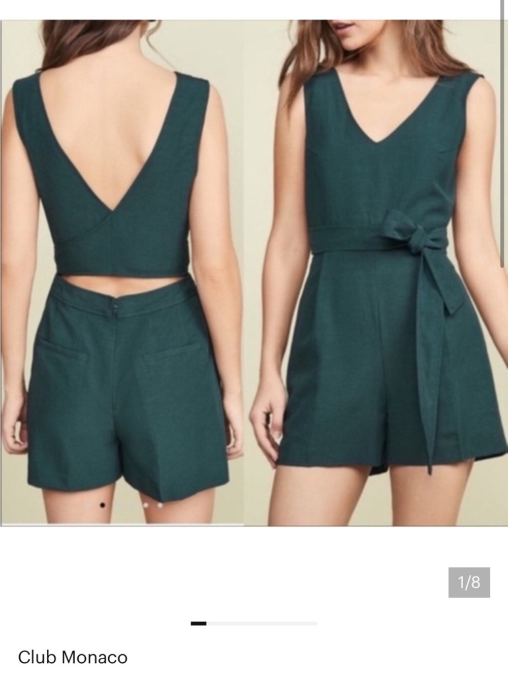 Club Monaco V-Neck Romper with Waist Tie